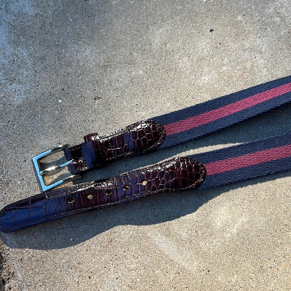 Leather Man Limited leather/canvas striped belt Sz 40 - Picture 1 of 3